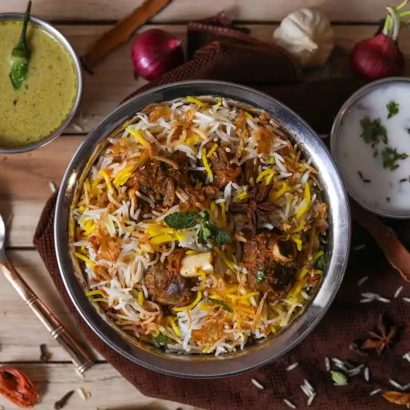 Goat Biryani - Flavorful rice dish at New Mountain Village Edmonton
